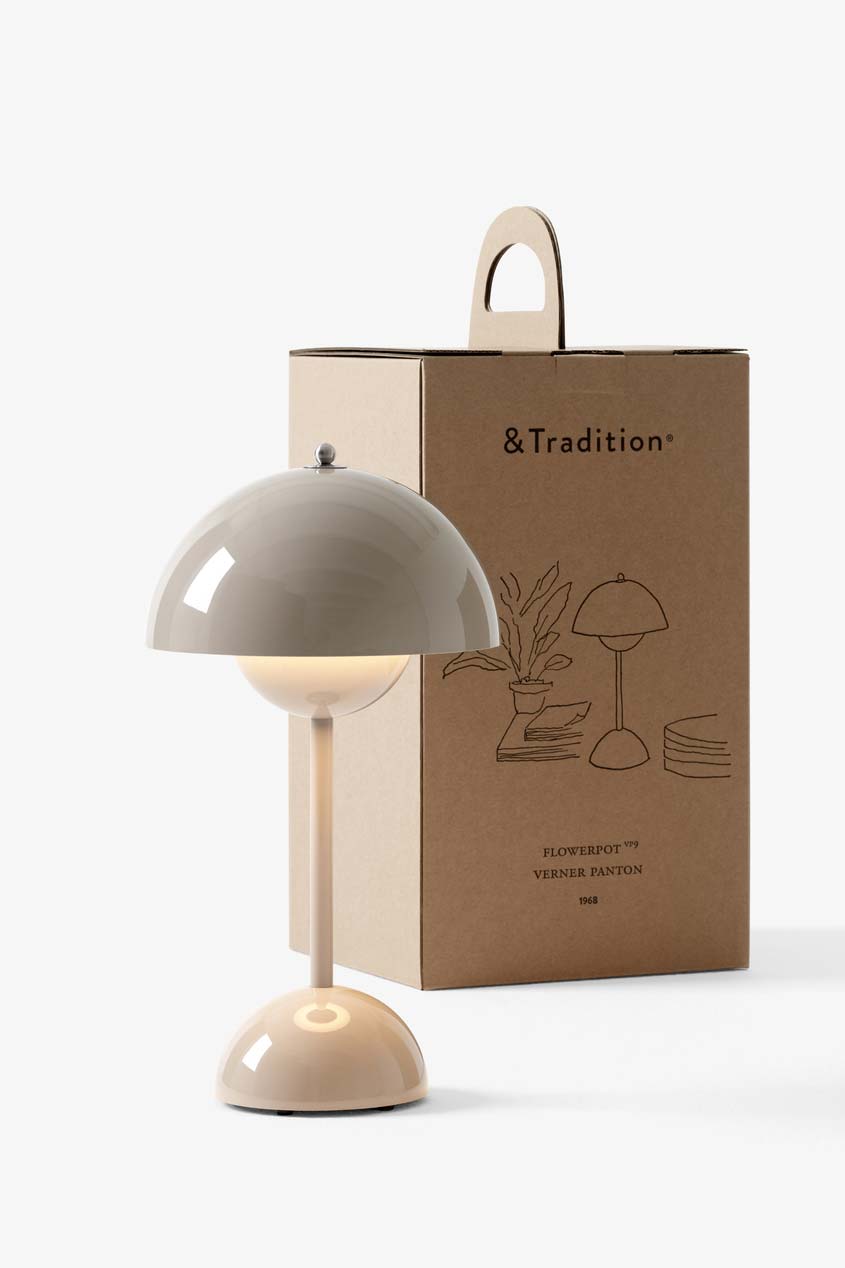 Flowerpot Portable Table Lamp, Grey Beige