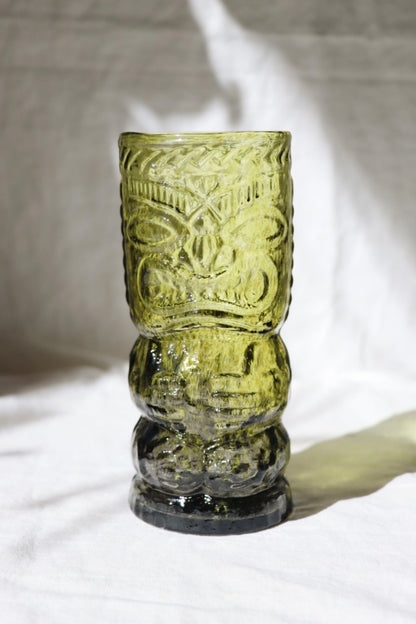 Glass Tiki Mugs, Green